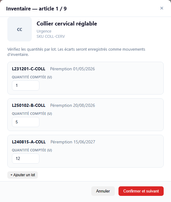 Inventaire complet article par article Movix7